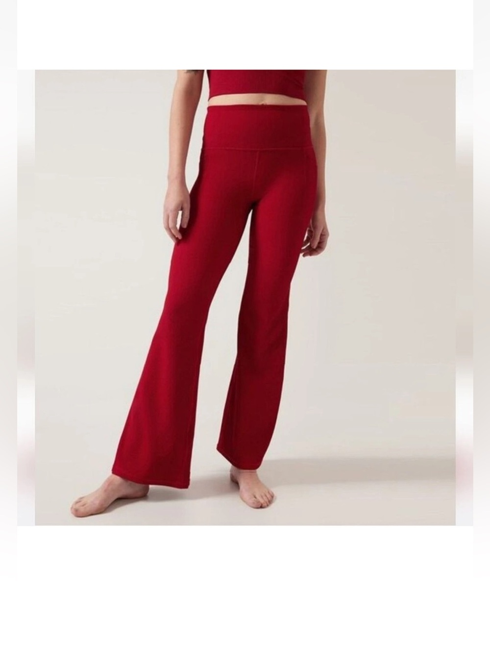 Athleta XL Tall Salutation Stash Rib Flare pants Red